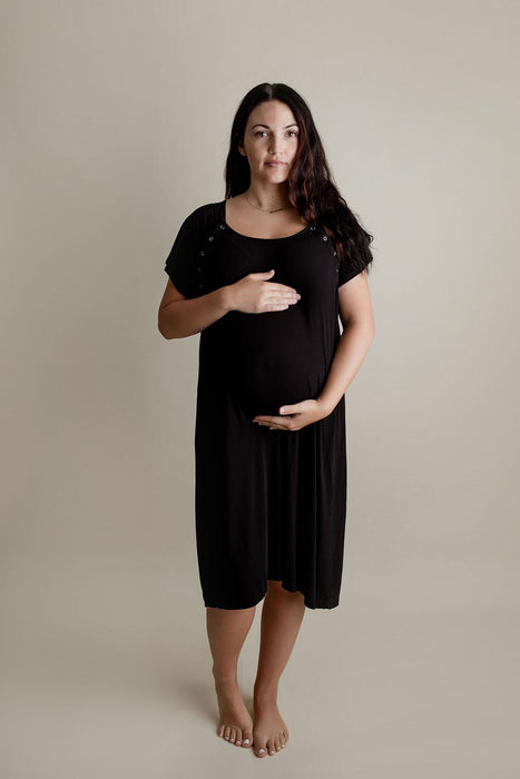 Black Labor/Delivery & Nursing Gown