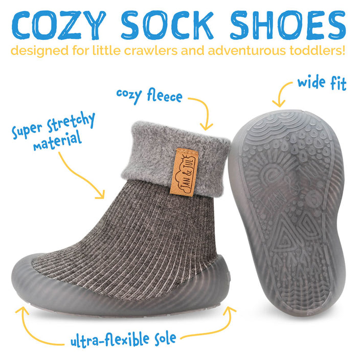 Dark Grey Cozy Sock Shoes