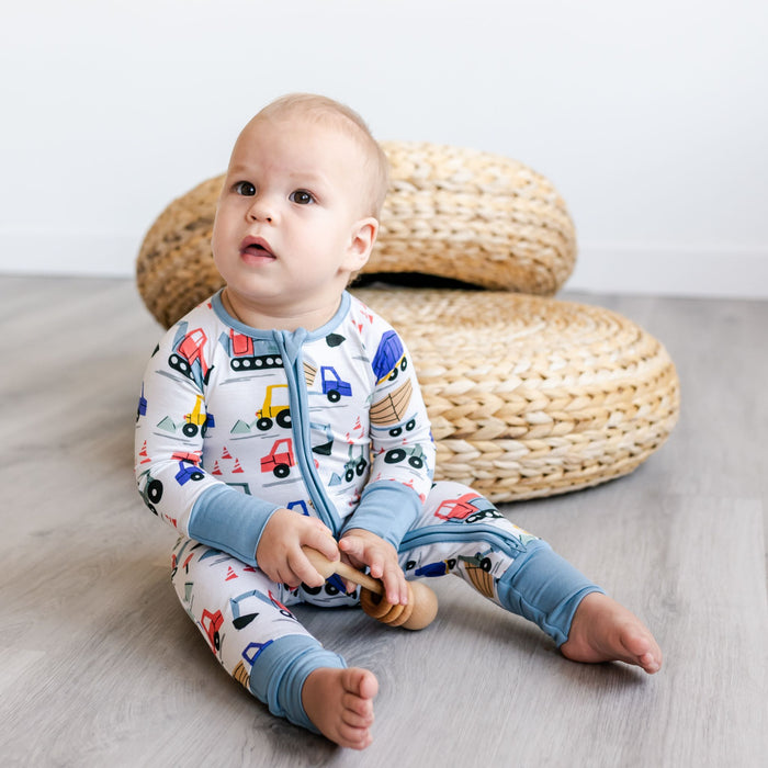 Construction Bamboo Convertible Romper/Sleeper | Little Sleepies