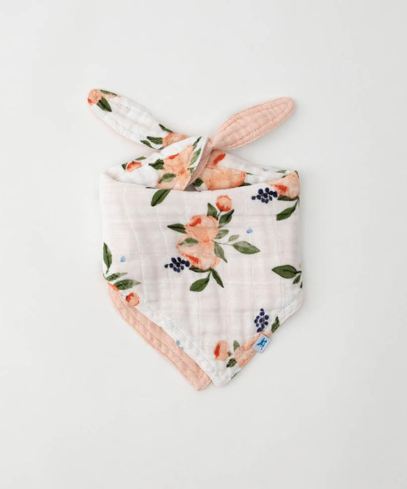 Watercolor Roses Cotton Muslin Reversible Bandana Bib