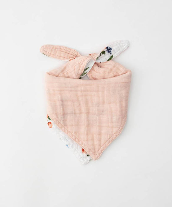 Watercolor Roses Cotton Muslin Reversible Bandana Bib