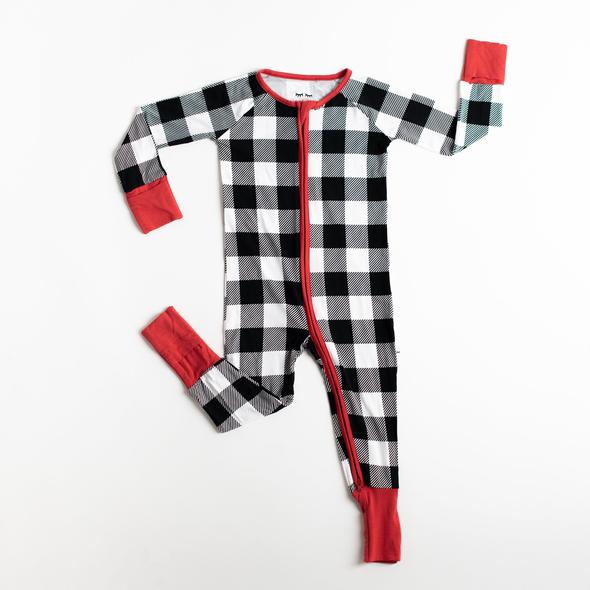 Buffalo Plaid Bamboo Convertible Romper/Sleeper | Little Sleepies