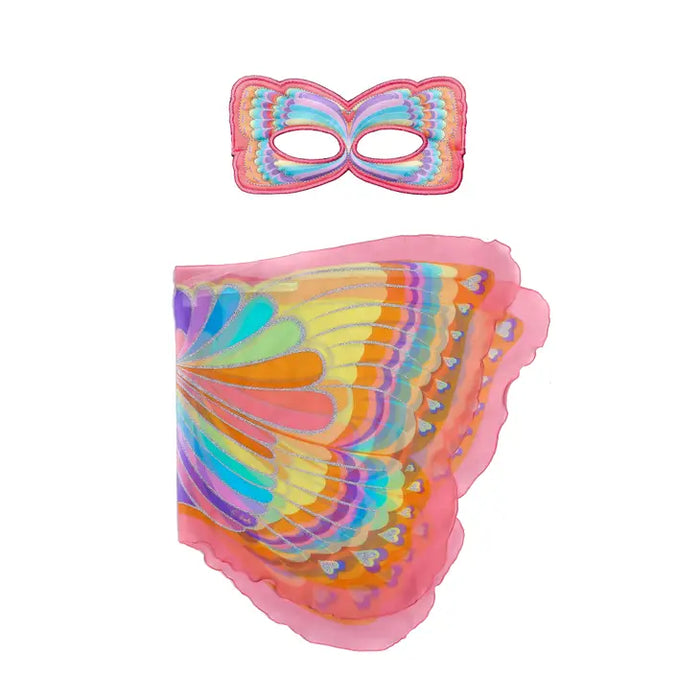 Pink Rainbow Butterfly Wings & Mask Costume