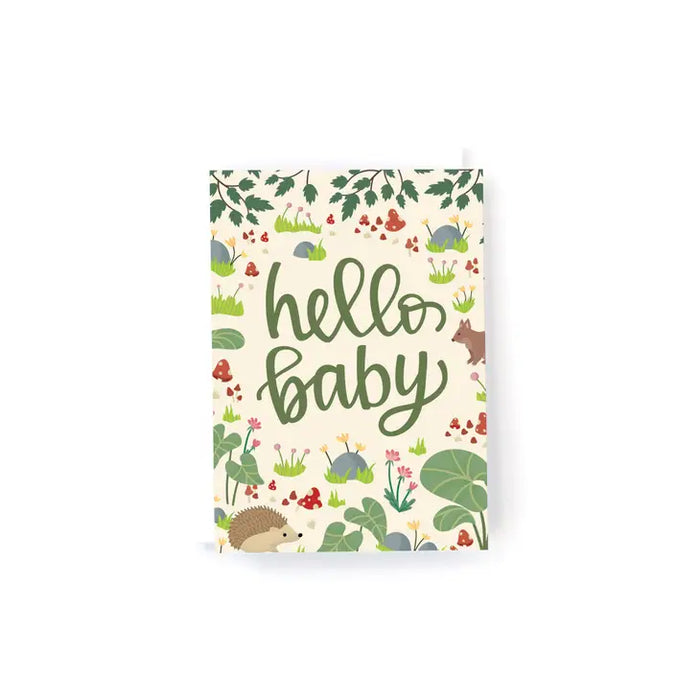 Woodland Forest 'Hello Baby' Baby Shower Mini Card