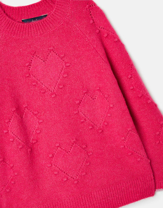 Bright Pink Ofelia Heart Knit Sweater