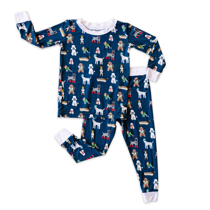 Navy Puppy Love Two-Piece Bamboo Pajama Set | Little Sleepies