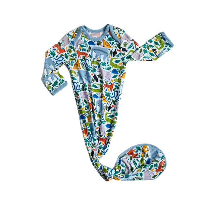 Jungle Safari Bamboo Infant Knotted Gown | Little Sleepies