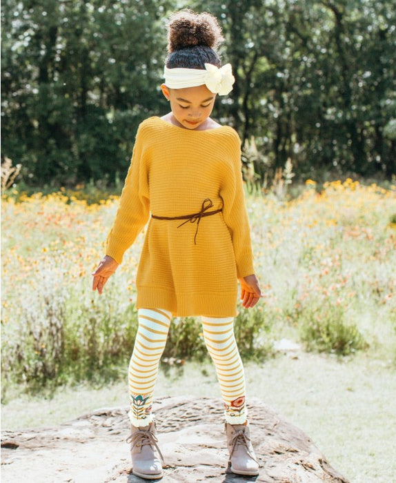 Golden Yellow Tunic Lace-Up Tunic Sweater | Ruffle Butts