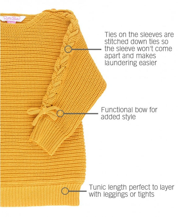 Golden Yellow Tunic Lace-Up Tunic Sweater | Ruffle Butts