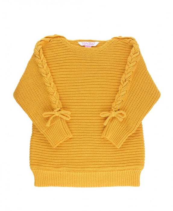 Golden Yellow Tunic Lace-Up Tunic Sweater | Ruffle Butts