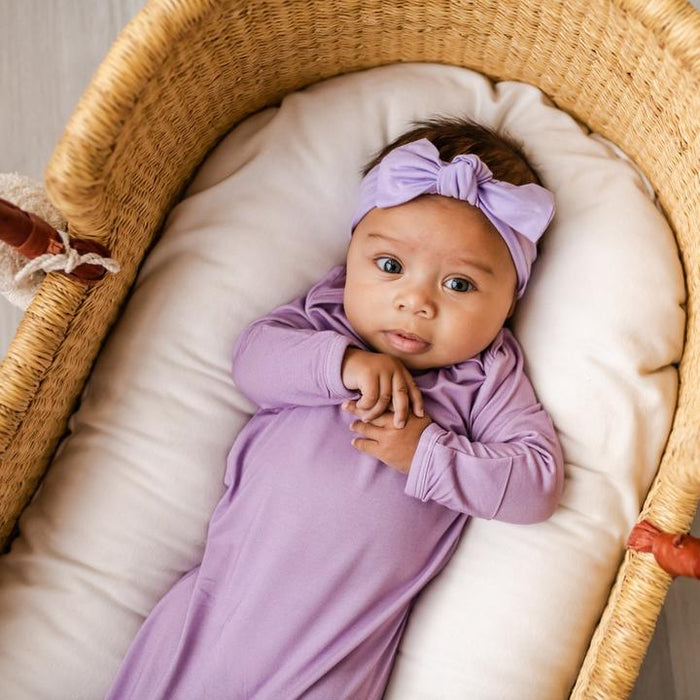 Wisteria Bamboo Infant Knotted Gown | Little Sleepies