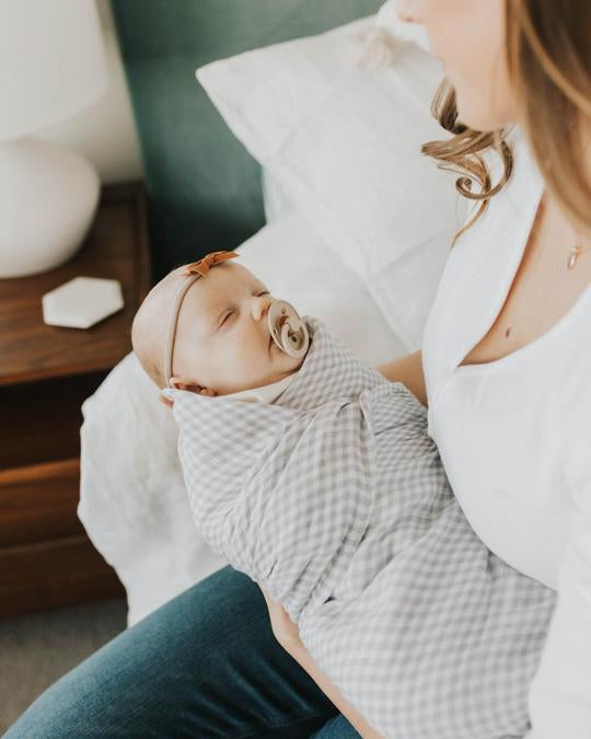 Lavender Gingham Muslin Swaddle Blanket | Little Unicorn