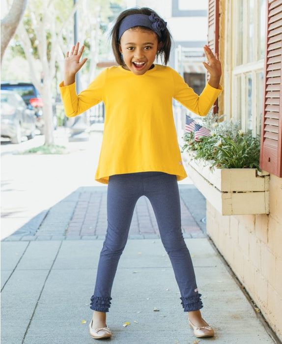 Golden Yellow Long Sleeve Bow Back Top | Ruffle Butts