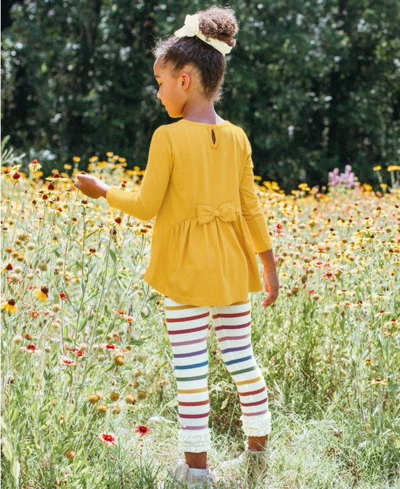 Golden Yellow Long Sleeve Bow Back Top | Ruffle Butts