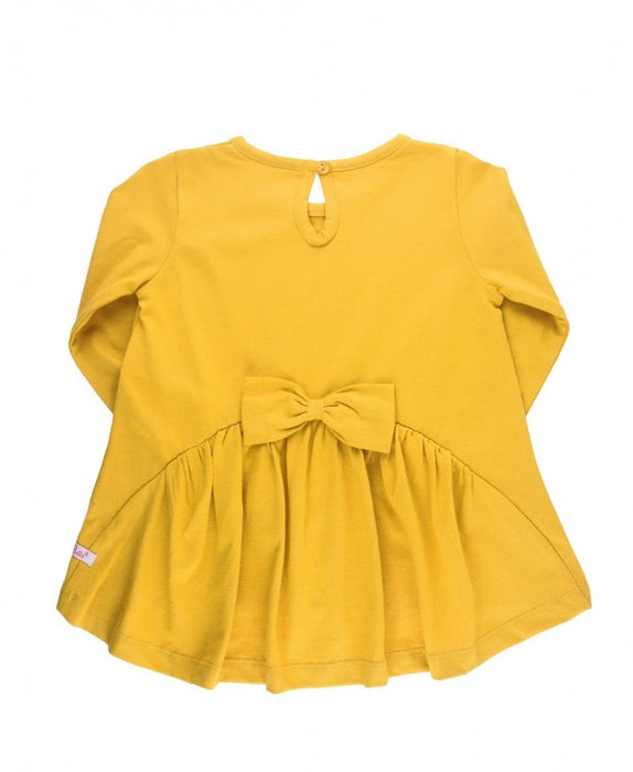 Golden Yellow Long Sleeve Bow Back Top | Ruffle Butts