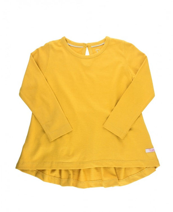 Golden Yellow Long Sleeve Bow Back Top | Ruffle Butts