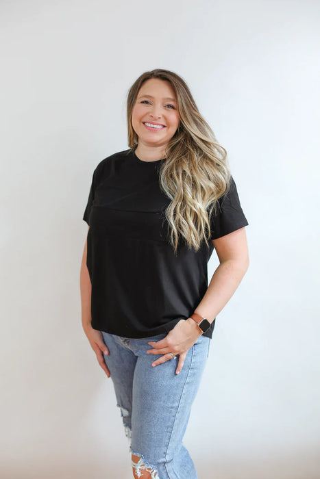 Black Full Zip Nursing Tee