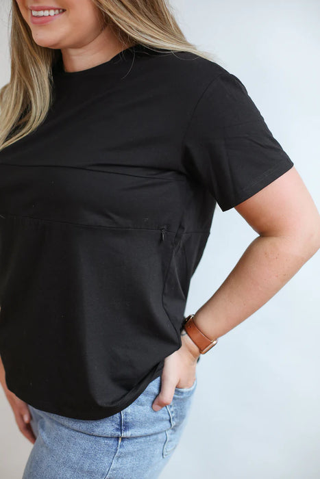 Black Full Zip Nursing Tee