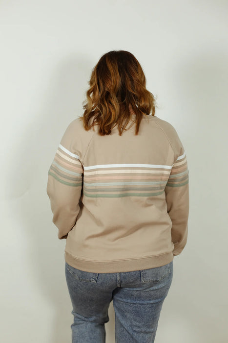 Mauve Six Stripe Invisible Zipper Breastfeeding Sweatshirt