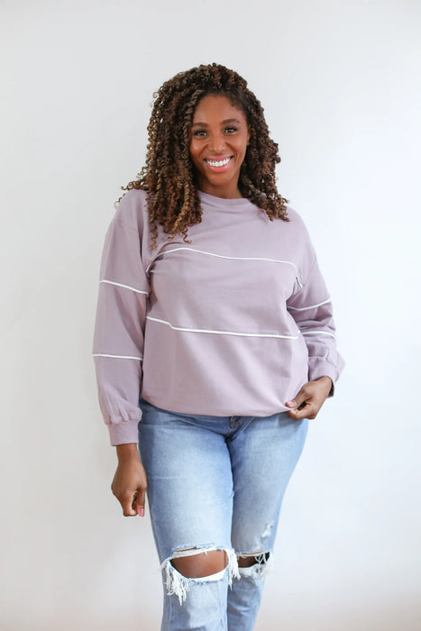 Lilac Relaxed Fit Zipper Breastfeeding French Terry Sweatshirt