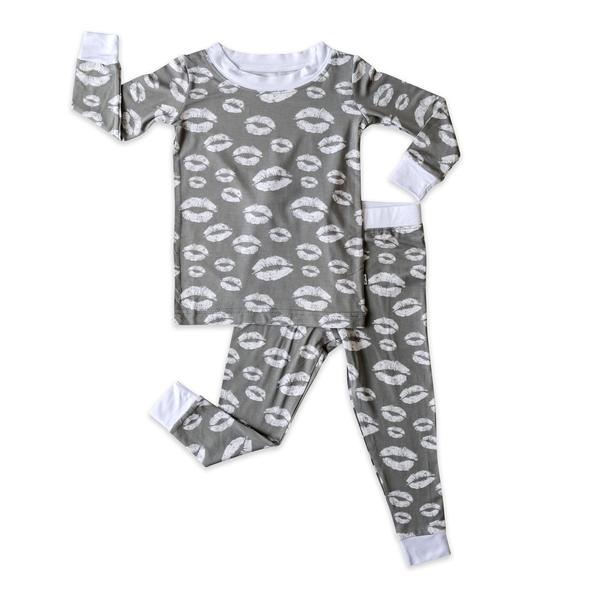 Gray Kisses Two-Piece Bamboo Pajama Set