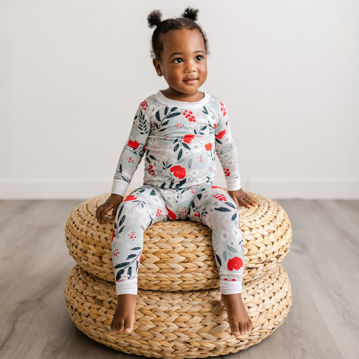 Winter Floral Two-Piece Bamboo Pajama Set | Little Sleepies