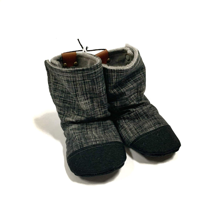 Gray Crosshatch Cotton Booties | Bear Cub Clothing