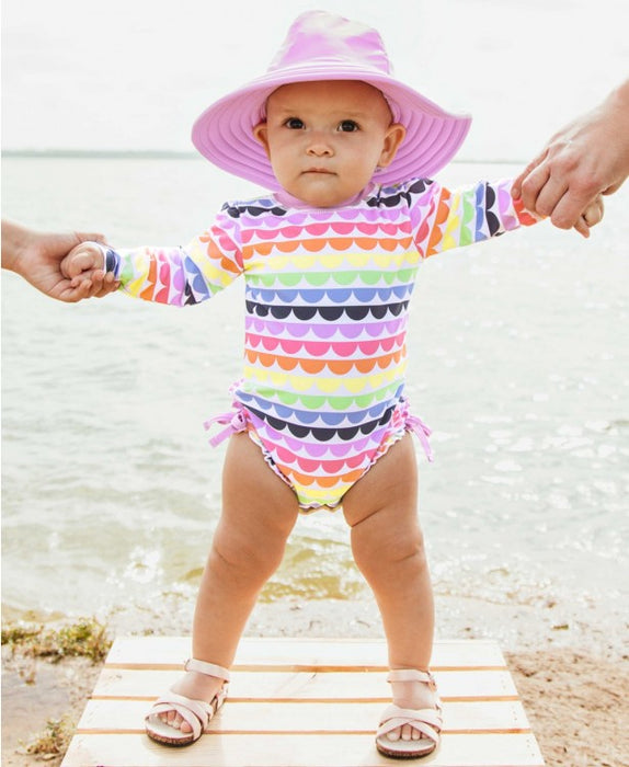 Rainbow Scallop One Piece Rashguard | Ruffle Butts