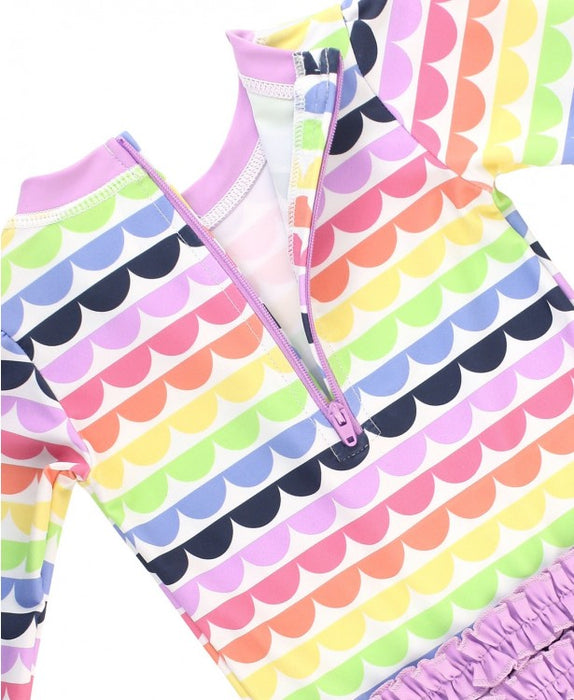 Rainbow Scallop One Piece Rashguard | Ruffle Butts