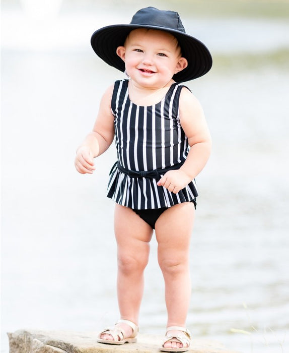 Black & White Skirted One Piece Swim Suit