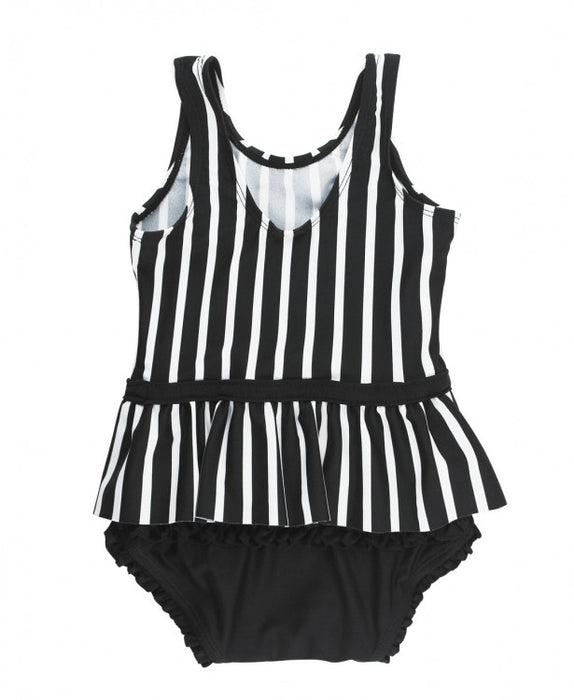 Black & White Skirted One Piece Swim Suit