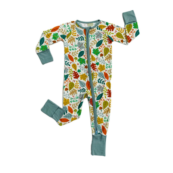 Warm Taupe Fall Leaves Bamboo Convertible Romper/Sleeper