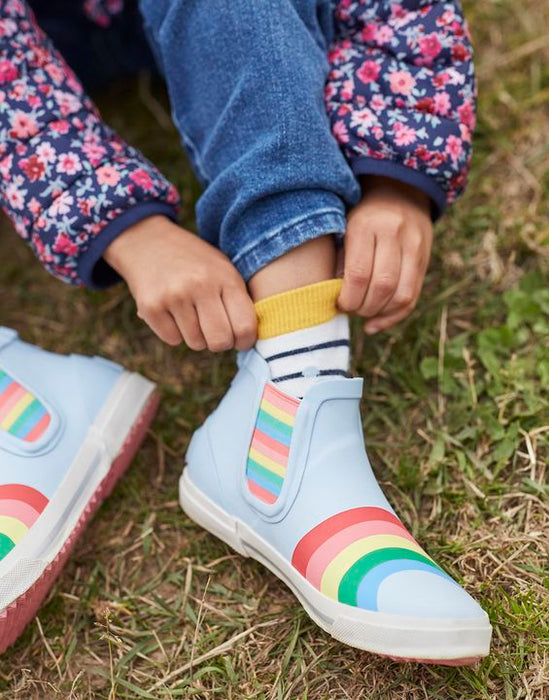 Blue Rainbow Short Rain Boots