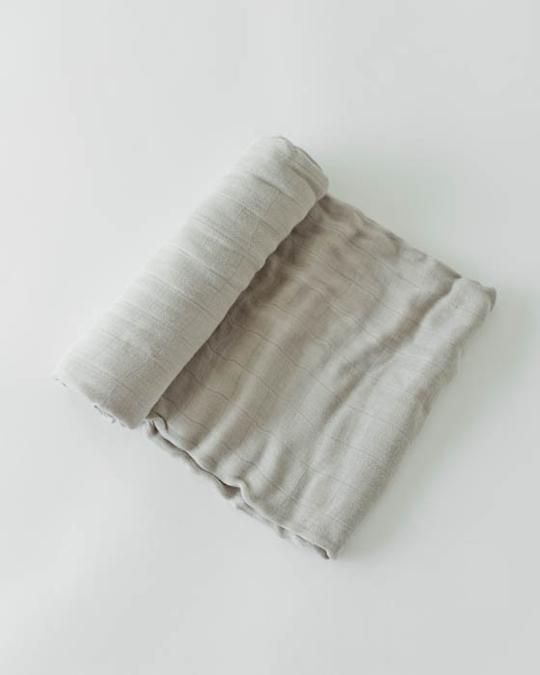 Warm Grey Deluxe Muslin Swaddle Blanket | Little Unicorn