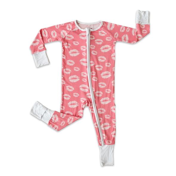 Pink Kisses Bamboo Convertible Romper/Sleeper | Little Sleepies