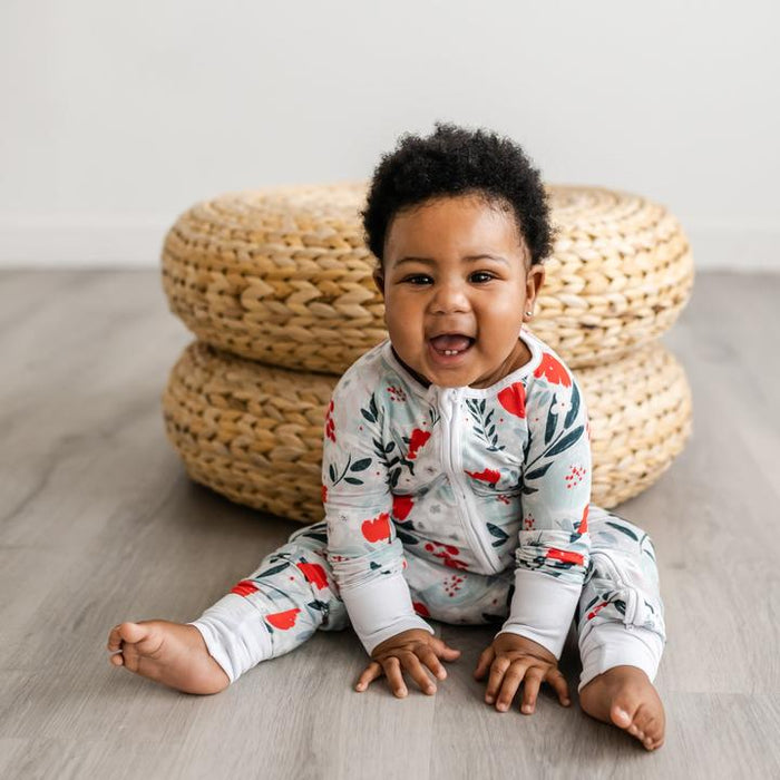 Winter Floral Convertible Romper/Sleeper | Little Sleepies